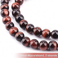 2 brin de perles en œil de tigre rouge naturel&nbsp;G-OC0002-20