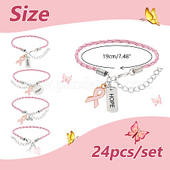 24 Stück 4-teilige Herz-Charm-Armbänder aus legiertem Emaille und Acryl&nbsp;BJEW-AB00014