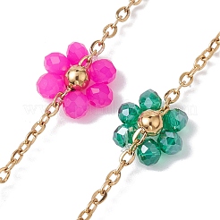 Bunte Blumen-Gliederketten aus Glasperlen&nbsp;AJEW-JB01209-01