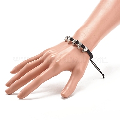 Braccialetto di perline intrecciate in lega di teschio&nbsp;BJEW-JB07861-02