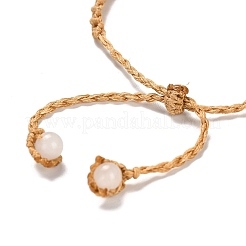 Braccialetti con perline ovali intrecciate di quarzo rosa naturale&nbsp;BJEW-K236-01I