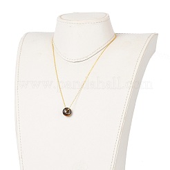Colliers à pendentif en pierres précieuses naturelles et synthétiques rondelle&nbsp;NJEW-JN03237