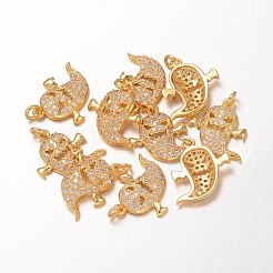 Pendentifs de zircone cubique en laiton halloween&nbsp;ZIRC-K026-02G-NR