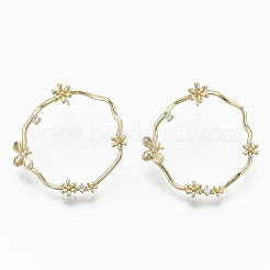 Boucles d'oreilles en laiton zircon cubique micro pavé clair&nbsp;EJEW-T007-12G-NF