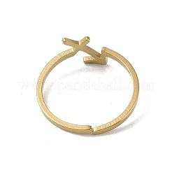 Véritable bague réglable en acier inoxydable 304 plaqué or 18 carat&nbsp;RJEW-L115-01G-12