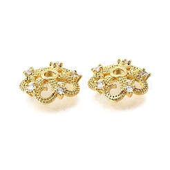 Perline di zirconia cubica trasparente in ottone a forma di fiore&nbsp;KK-V008-05G