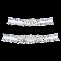 Jarretières de mariée élastiques en dentelle de nylon&nbsp;AJEW-WH0661-25B