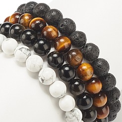Braccialetti elastici con perline rotondi con pietre preziose naturali da 4 pz 4 set per le donne&nbsp;BJEW-JB08184