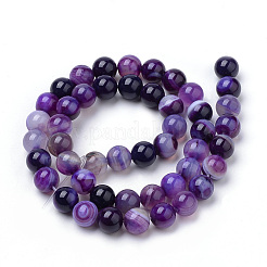 Chapelets de perles en agate à rayures naturelles/agates à bandes&nbsp;X-G-S259-04F-8mm