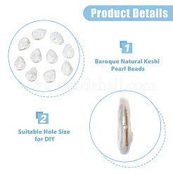 10 Stück barocke natürliche Keshi-Perlen&nbsp;PEAR-HS0001-06
