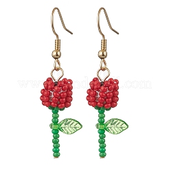Boucles d'oreilles pendantes en forme de fleur avec perles de rocaille rondes en verre de qualité A&nbsp;EJEW-MZ00451-04