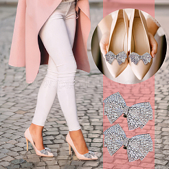 2 Stück Stoff mit Schuhschnallenclips aus Strass&nbsp;FIND-FH0008-78A
