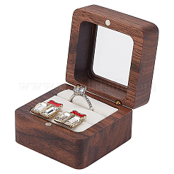 Cajas magnéticas de regalo con forma de anillo de madera cuadrado&nbsp;CON-WH0089-109B