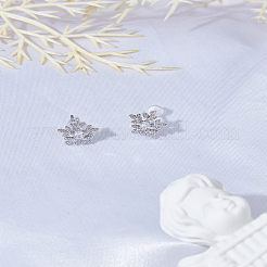 1 paio di orecchini a bottone in ottone micro pavé con zirconi cubici trasparenti per donna&nbsp;EJEW-LP0004-88