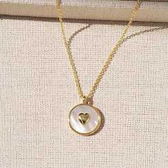Colliers avec pendentif en coquillage naturel et chaîne en laiton&nbsp;WG70183-03