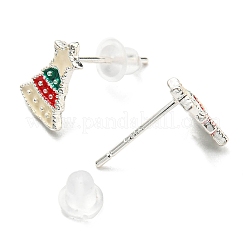 Weihnachts-Ohrstecker aus Messing&nbsp;LS-EJEW-D062-01E-S