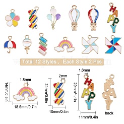 24pcs 12 pendentifs en émail en alliage de style&nbsp;ENAM-SC0002-46