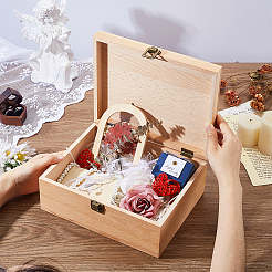 Rechteckige Erinnerungsboxen aus Holz mit Deckel&nbsp;CON-WH0101-014