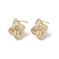 Boucles d'oreilles en laiton avec zircone cubique de micro pave&nbsp;KK-CBA8324-25G-02