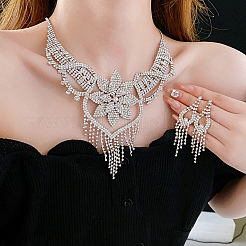 Set di collane pettorali e orecchini a bottone in ottone e lega di cristallo e strass&nbsp;FS-WG691FB-01