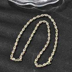 Collane tennis geometriche in ottone con micro pavé di zirconi cubici&nbsp;NJEW-C121-02C-G