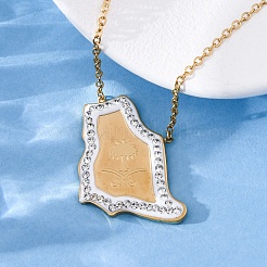 Colliers avec pendentif en acier inoxydable 304 et strass en cristal représentant la carte du pays de l'Arabie saoudite&nbsp;NJEW-R026-08G