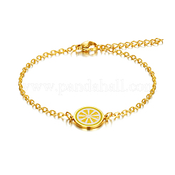 Pulseras sencillas de eslabones de acero inoxidable con limón&nbsp;LS-HX9461-2