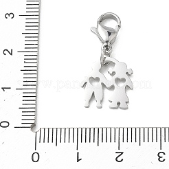 Pendentif décoratif en acier inoxydable 304 représentant un garçon ou une fille&nbsp;STAS-B141-08P