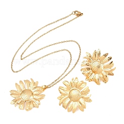 Sets aus Sonnenblumenanhänger-Halsketten und Ohrsteckern aus Edelstahl 304&nbsp;SJEW-H002-02G