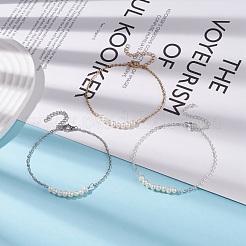 3 pz 3 braccialetti di perle naturali colorate con catene in acciaio inossidabile 304 per donna&nbsp;BJEW-JB08002