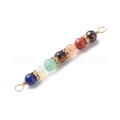 7 breloques de connecteur enveloppées de fil de cuivre de pierres précieuses mélangées de chakra&nbsp;PALLOY-JF01900-02