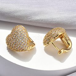 Boucles d'oreilles créoles en laiton zircon cubique micro pavé&nbsp;EJEW-C182-03G
