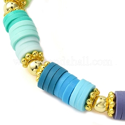 Stretch-Armband aus Polymer-Tonscheibe und runden Perlen aus Legierung&nbsp;BJEW-JB09638-01