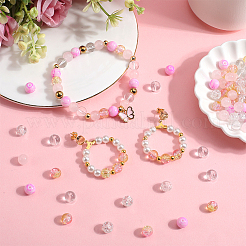 300pcs 5 couleurs perles de verre transparentes&nbsp;GLAA-SC0002-42A