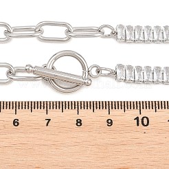 Collares de cadena tipo clip de papel con cadena de tenis de acero inoxidable 304 con circonitas cúbicas transparentes engastadas y cierres de OT.&nbsp;NJEW-D326-02P