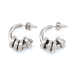 Pendientes de botón en forma de C de acero inoxidable 304&nbsp;LS-EJEW-K268-78P