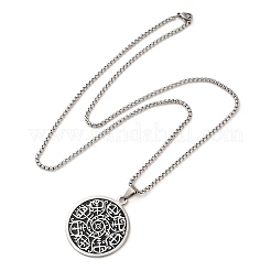 Colliers à pendentif pièce ronde vintage&nbsp;LS-NJEW-A023-04P