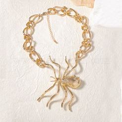 Colliers avec pendentif araignée d'Halloween en alliage de cristal et strass&nbsp;LS-JEWB-P337-01G