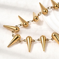 Halsketten aus Edelstahl 304 mit kegelförmigen Stachelgliedern für Damen&nbsp;NJEW-G192-01G