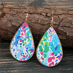 Boucles d'oreilles pendantes en forme de larme en similicuir&nbsp;FS-WG4D344-01