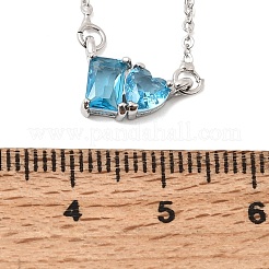 Collane con catena a maglie e ciondolo rettangolare e a cuore in ottone con pavé di zirconi cubici&nbsp;KK-CBAB173-04P-10