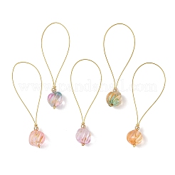 Décorations de pendentifs en verre incrusté de métal doré et de peinture cuite&nbsp;HJEW-JM04636