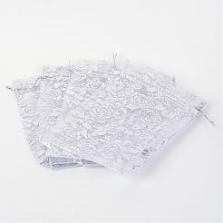 Rosa impreso bolsas de organza&nbsp;OP-R021-13x18-03