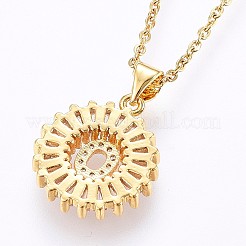 Colliers pendentifs initiaux en laiton sertis de micro-pavés de zirconiums cubiques&nbsp;NJEW-H486-30G-O