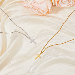 Collier pendentif croix en acier inoxydable 304&nbsp;NJEW-FI0001-48