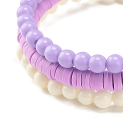 3 braccialetti elastici da surfista in argilla polimerica fatti a mano con perle di vetro&nbsp;BJEW-JB08072