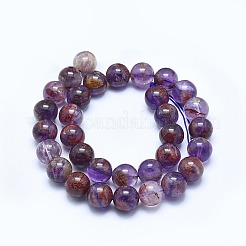 Fili di perline di quarzo lodolite viola naturale fantasma&nbsp;LS-G-J373-05A-12mm