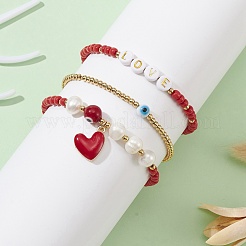 3 Stück 3-teiliges Stretch-Armband-Set mit Naturperlen&nbsp;BJEW-TA00319