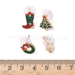 4 paio di orecchini a bottone in lega smaltata a tema natalizio&nbsp;EJEW-B068-02KCGG-03