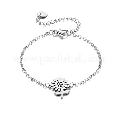Braccialetti a maglie con motivo girasole in acciaio inossidabile 304&nbsp;WGDD0E3-01